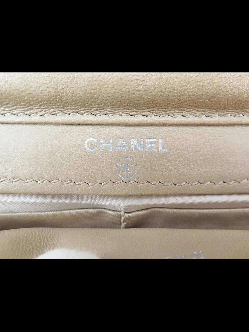 CHANEL Beige Quilted-Pattern Chain Crossbody Bag